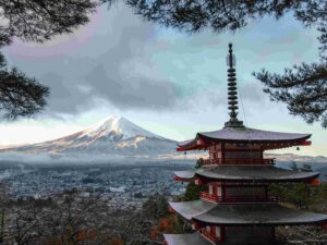 A magnificent view in Hokkaido overlooking mt. asahidake.