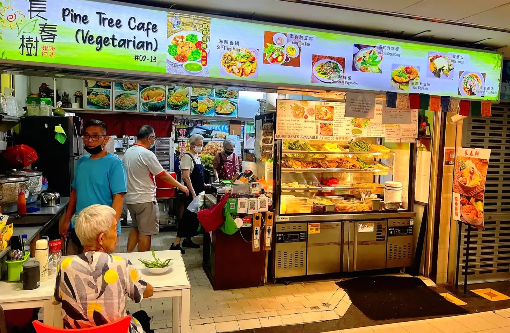 Pine Tree Cafe vegetarian hawker stall serving healthy vegetarian food in Singapore