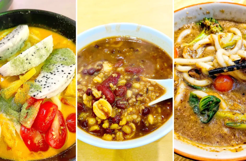 Healthy fruit bowl, multigrain porridge and vegetarian noodles at Tracy Juice Culture