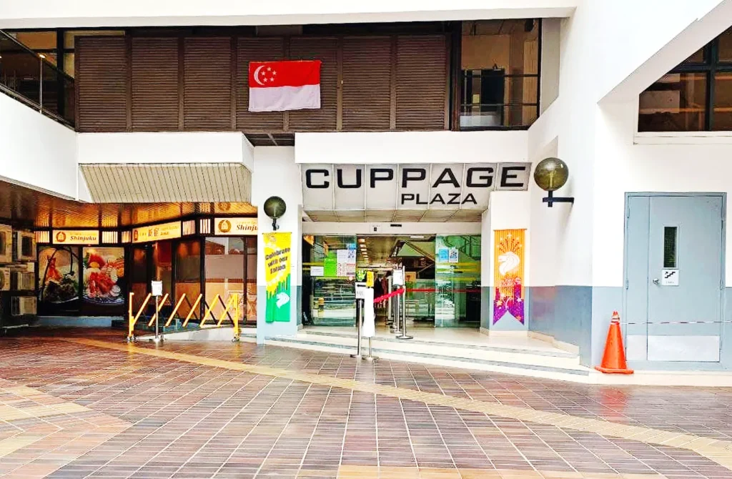 Cuppage Plaza Singapore entrance featuring popular Japanese restaurants and dining spots in Orchard Road dining district