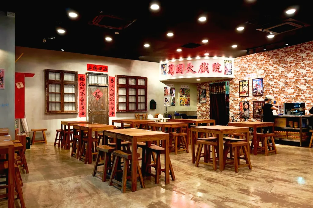 Retro Taiwanese restaurant interior at Eat 3 Bowls Bendemeer featuring nostalgic decor and vintage street-style design