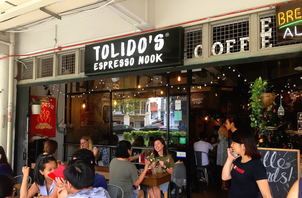 Tolido’s Espresso Nook café exterior with all-day breakfast and coffee in Singapore