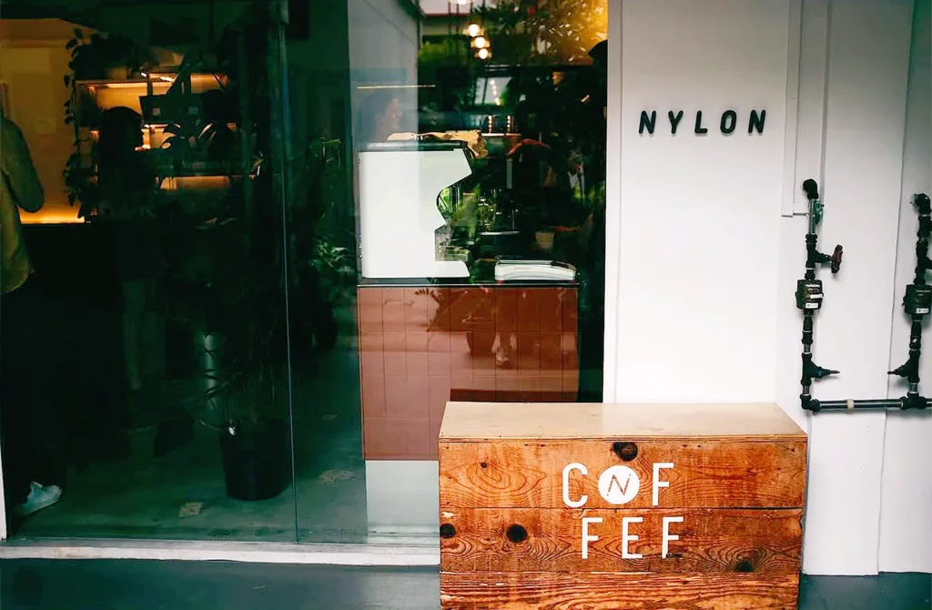 Nylon Coffee Roasters café entrance and specialty coffee shop in Singapore
