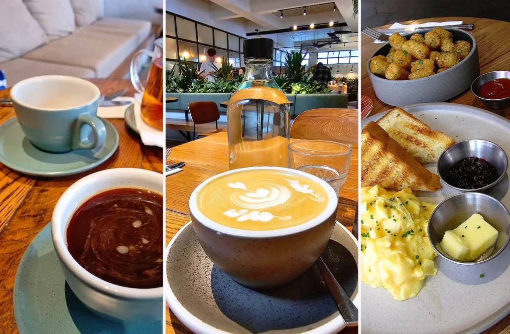 Five Oars Coffee Roasters coffee, brunch platter and specialty café dishes