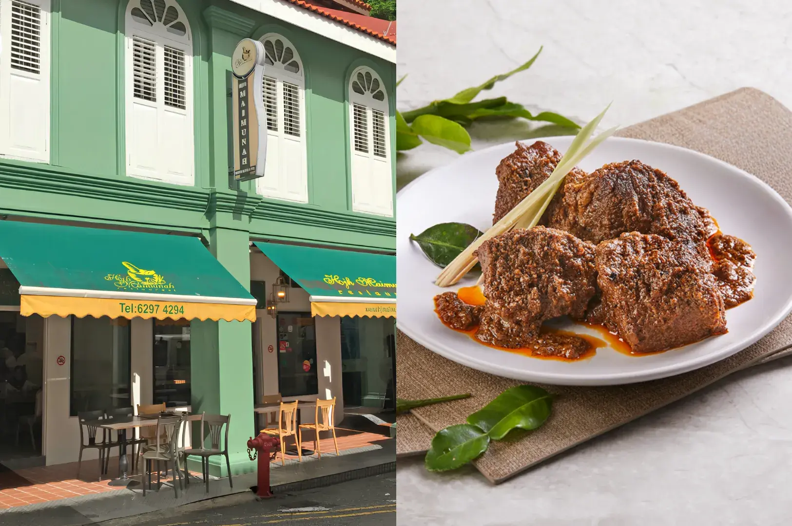 Hjh Maimunah halal restaurant and catering storefront in Singapore with authentic beef rendang and traditional Malay-Indonesian cuisine