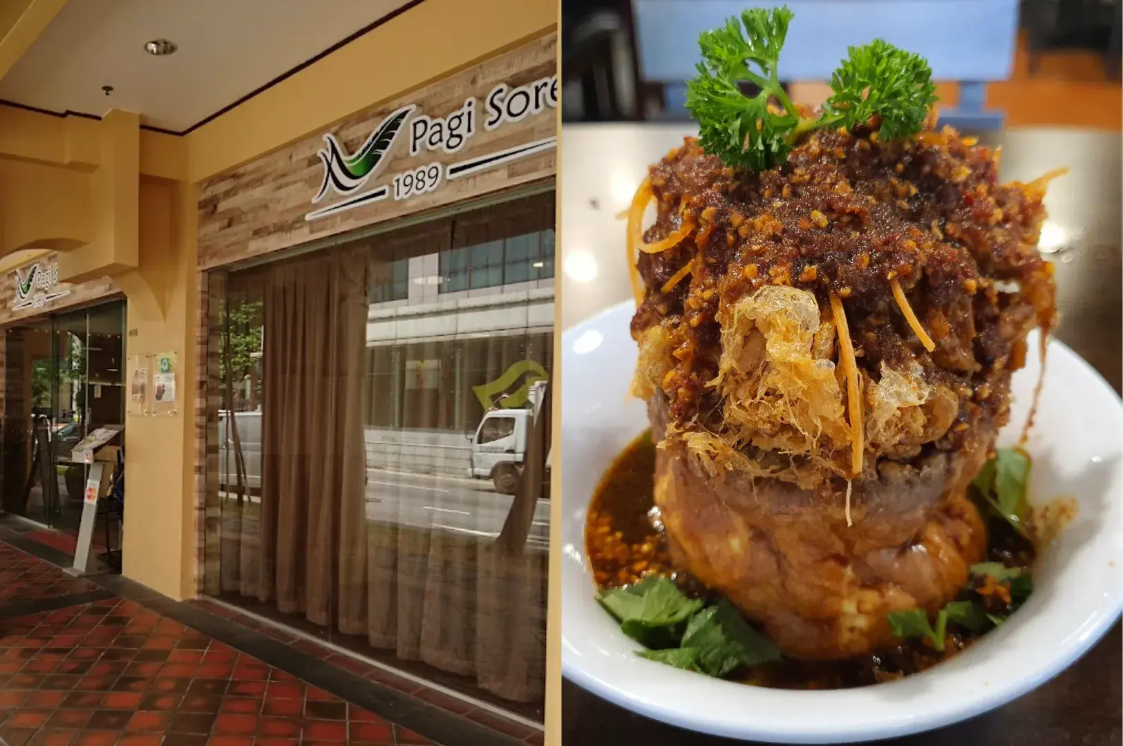 Pagi Sore Indonesian restaurant storefront with halal nasi padang cuisine