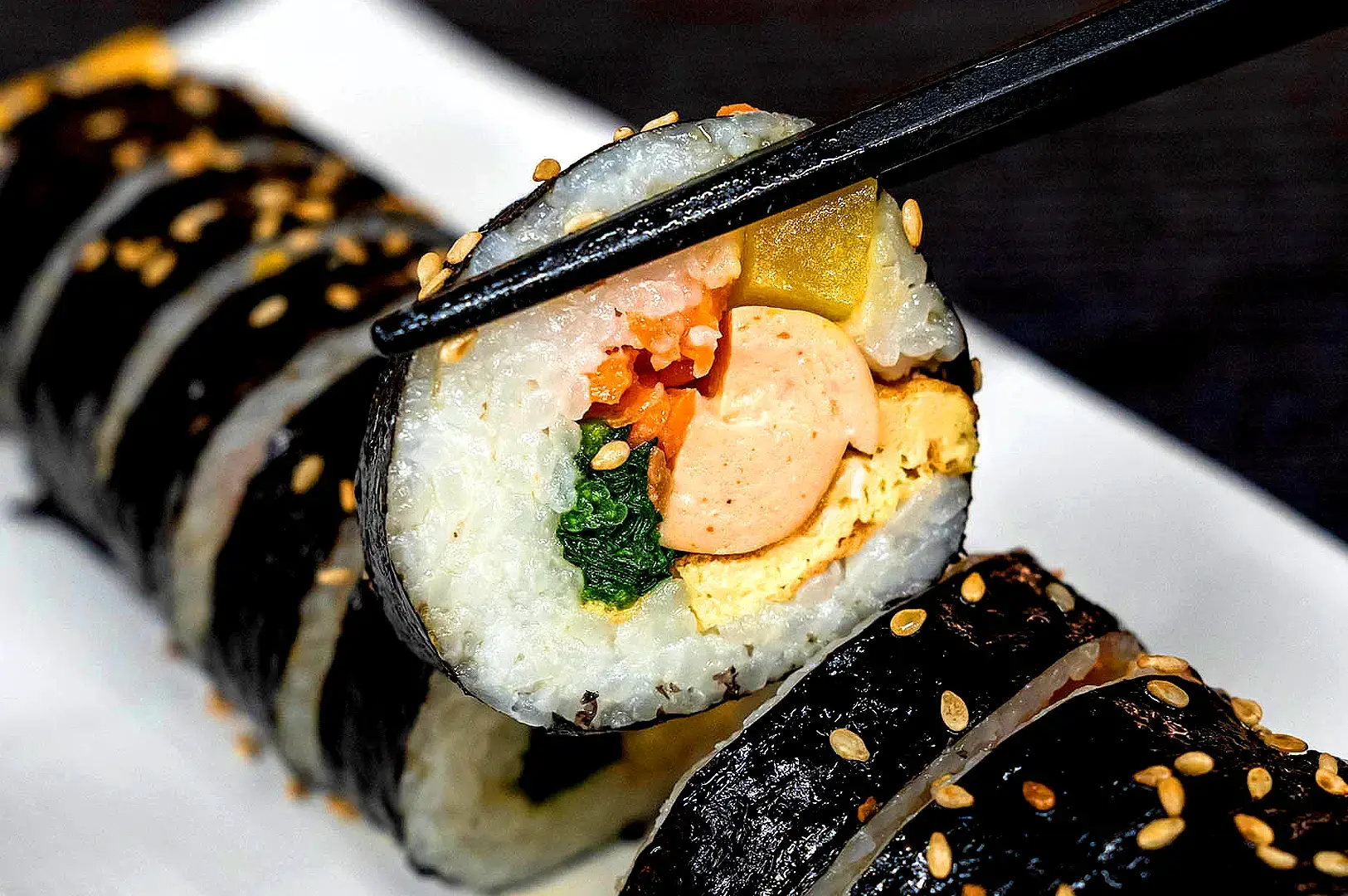 Meokja by Jungga Singapore Korean sushi roll filled with vegetables, egg and luncheon meat