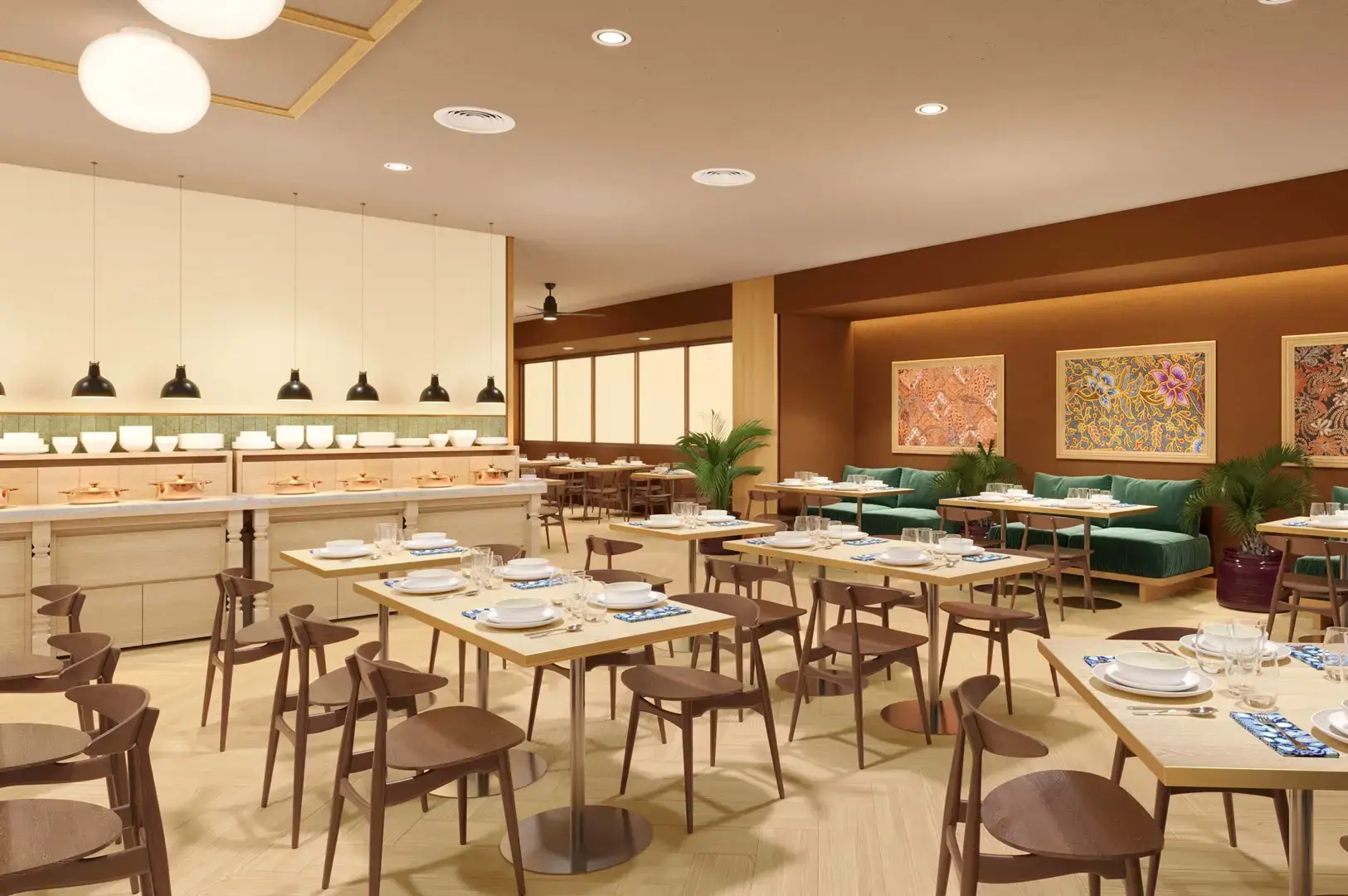 Kintamani Singapore restaurant interior with Indonesian buffet dining setup and traditional-inspired decor